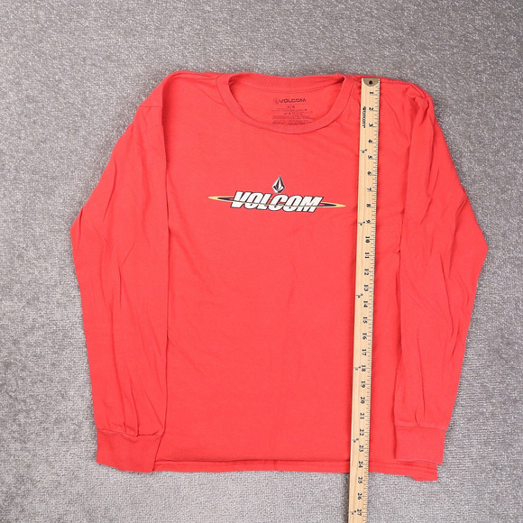Volcom Cheezmoso Spellout Logo Medium Red Long Sleeve T-Shirt - Picture 3 of 9